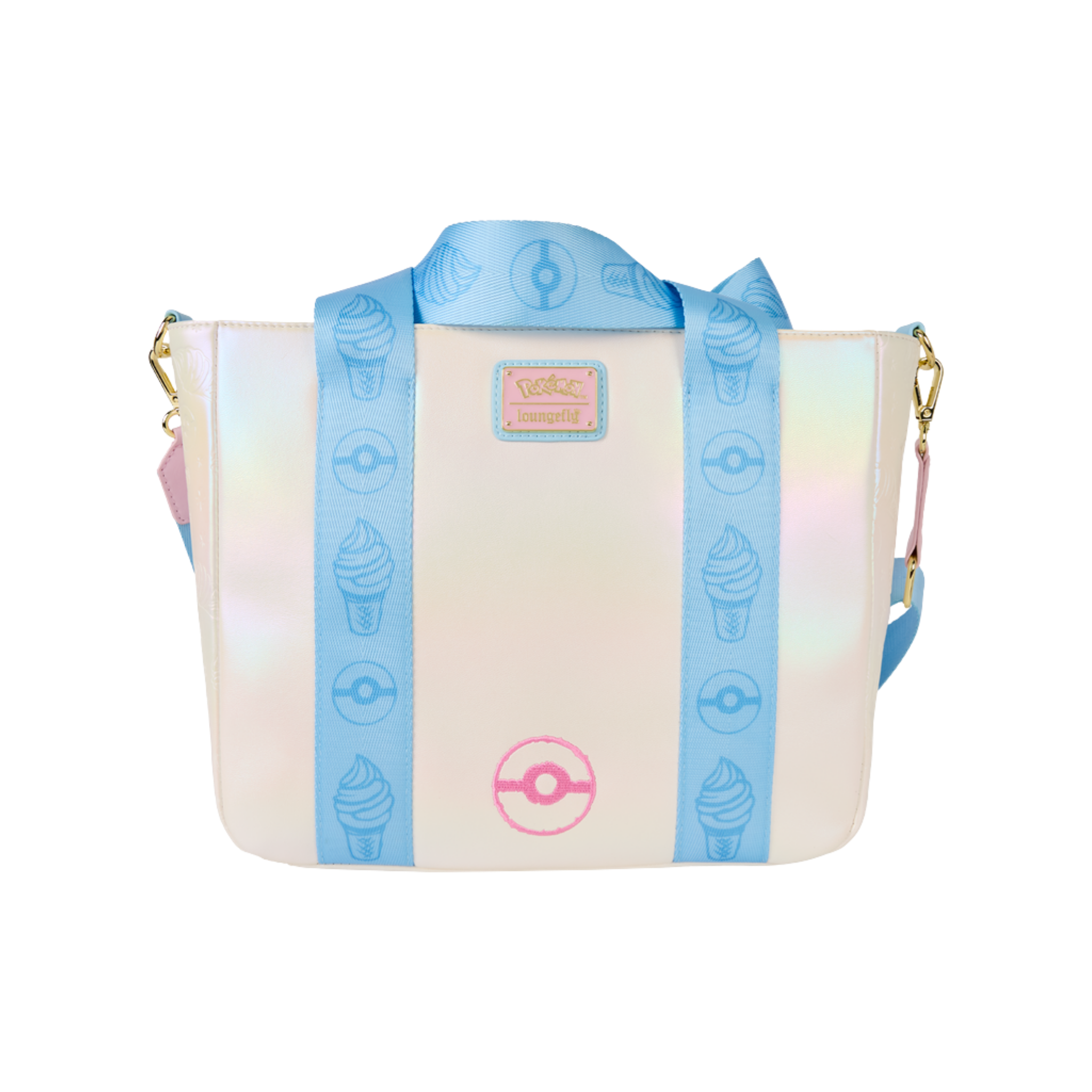 LOUNGEFLY - Pokémon Iridescent Pikachu Tote Crossbody Bag with Coin Bag